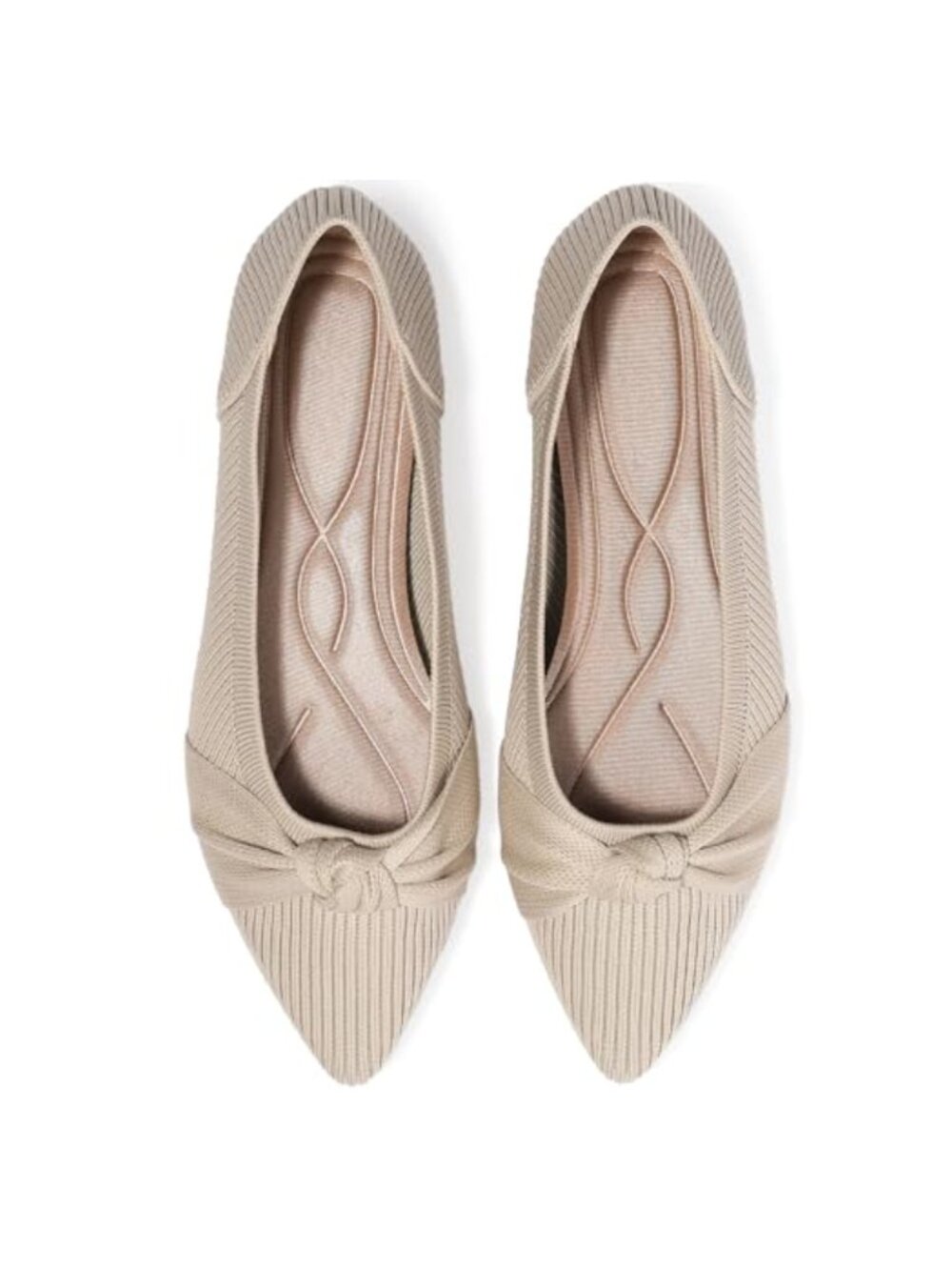 Women's Knit Ballet Flats Pointed Toe Slip-On Comfortable Washable